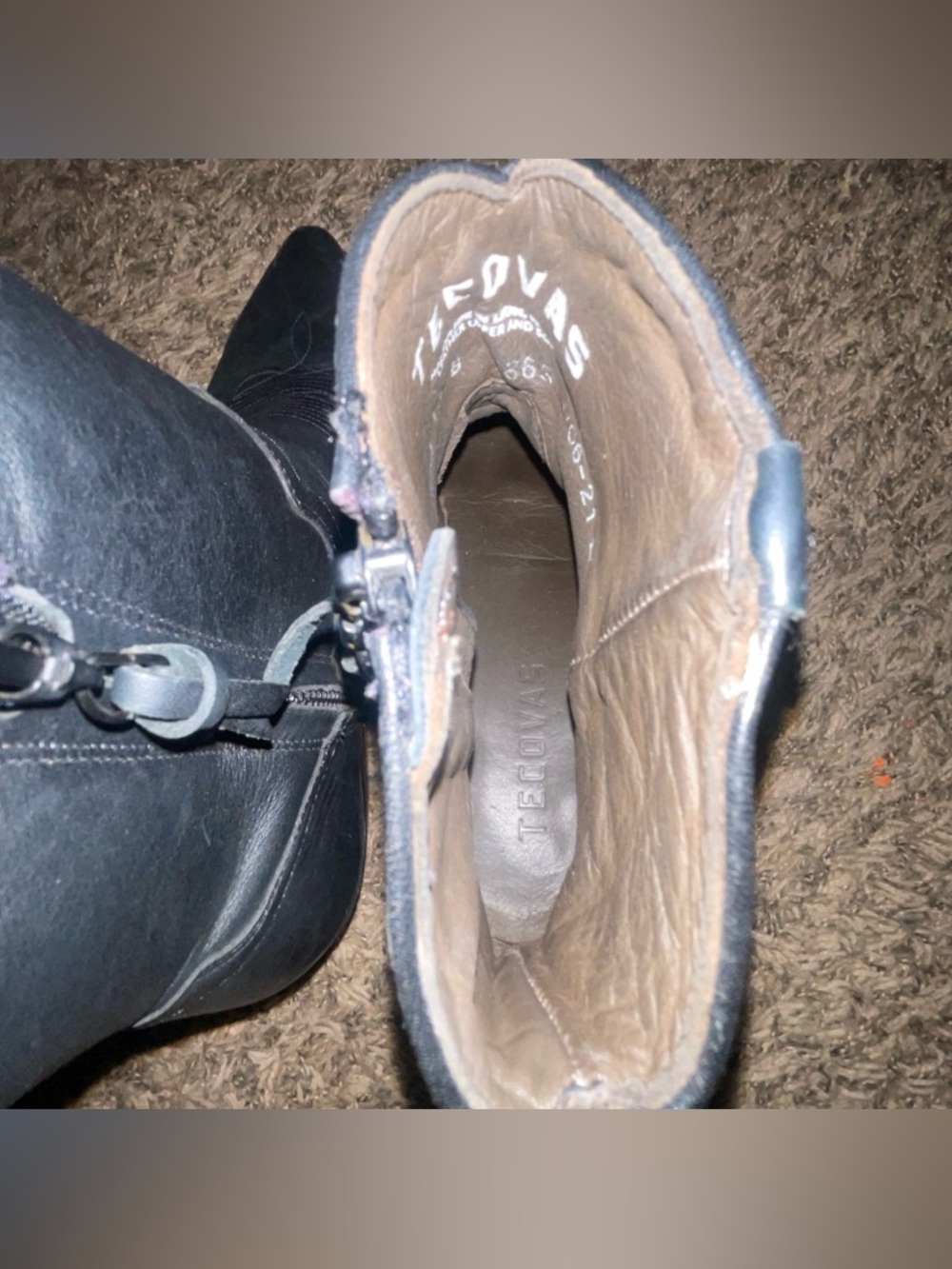 Tecovas The Daisy Scotch Western Ankle Boots 10B, Black - Picture 9 of 16